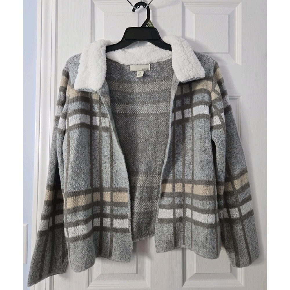 By Design Cardigan Open Sweater Size XL With Sharpa Collar